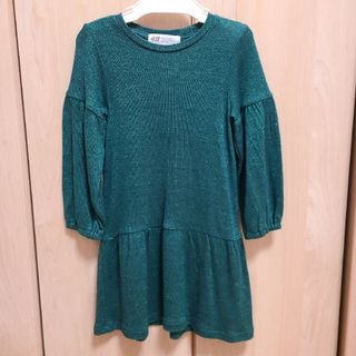 エイチアンドエム(H&M)のだだだ、ダークなグリーンがカワちぃ！サイズ90　H&M キラキラでござ(ワンピース)