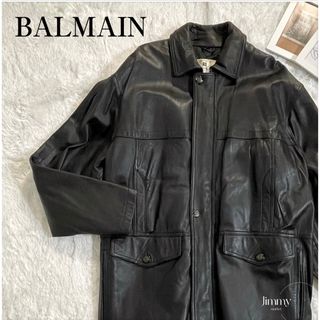 ラムレザー PIERRE BALMAIN レザーコート ブラック S