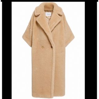 Max Mara リアルファー ダブルブレストコート キャメルベージュ