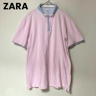 ザラ(ZARA)のks187 ZARA ポロシャツ USA規格XL トップス ピンク 水色(ポロシャツ)