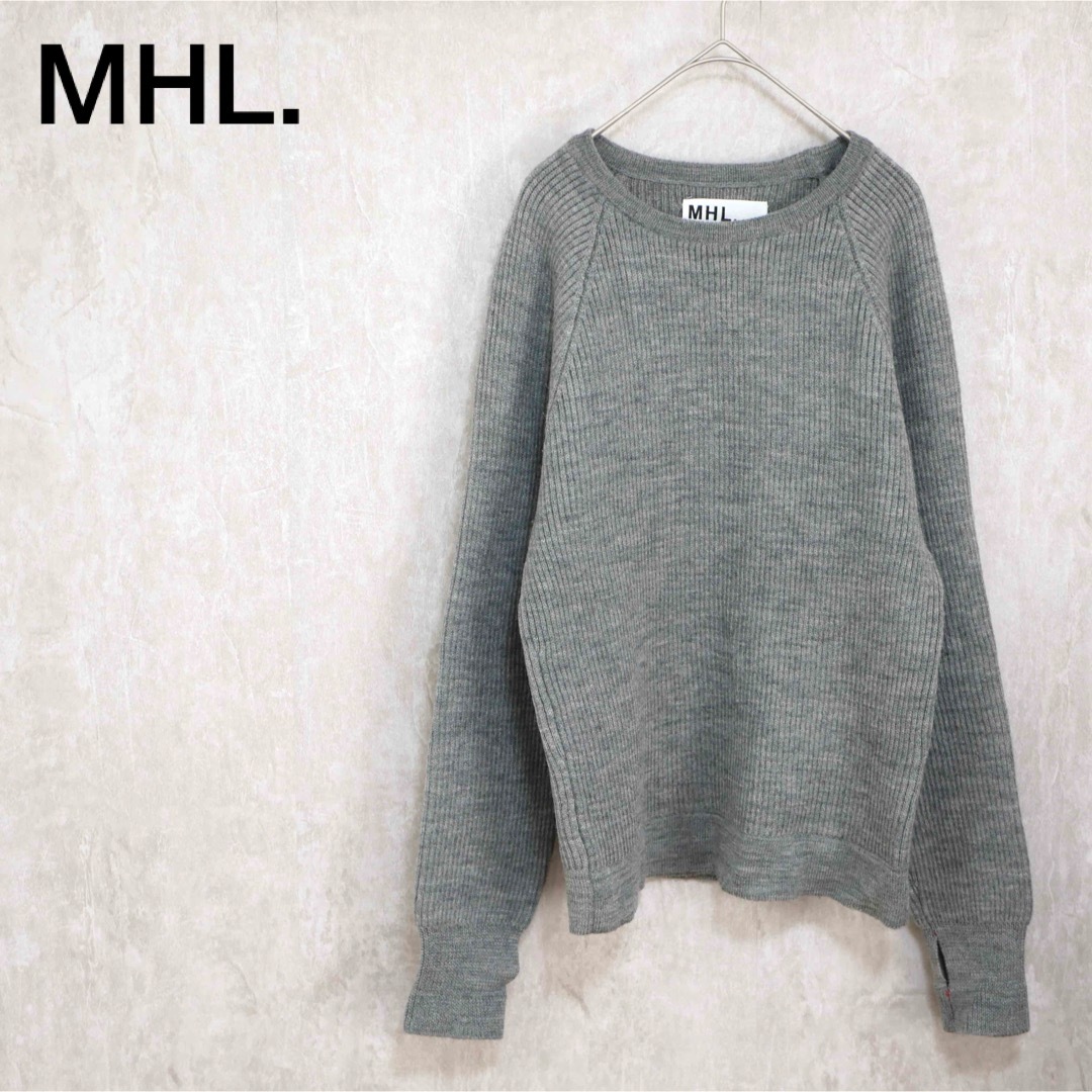 MHL.(エムエイチエル)のMHL. ハンドウォーマー 畦編みラグランセーター メンズのトップス(ニット/セーター)の商品写真