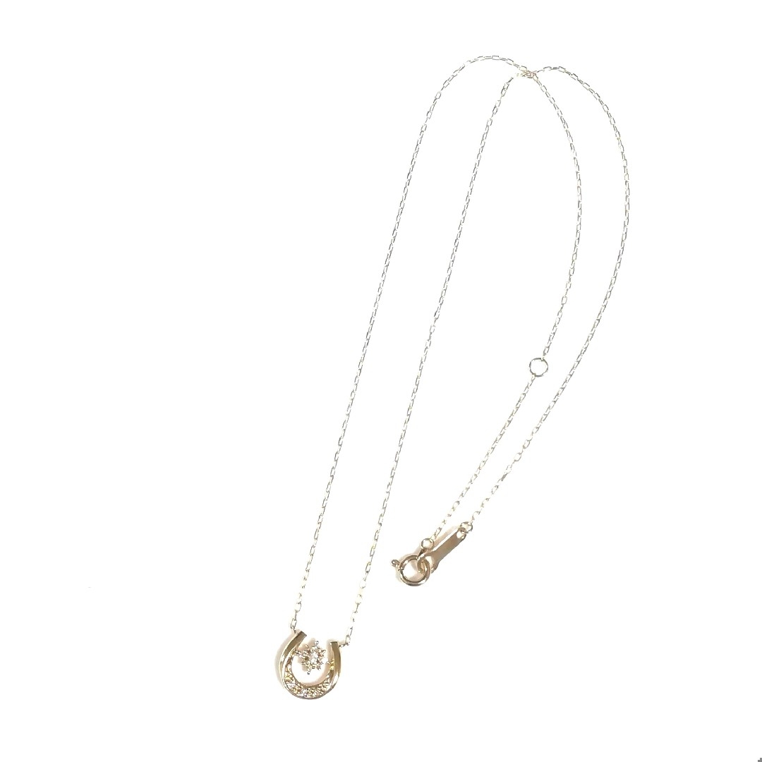 美品) 4°C K10YG 馬蹄(ホースシュー)ダイヤモンドネックレス 美品) 4°C K10YG 馬蹄(ホースシュー)ダイヤモンドネックレス