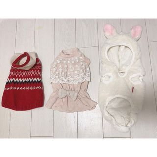 犬服 小型犬(マルチーズ、チワワ、トイ・プードル) 洋服３点セット(ペット服/アクセサリー)