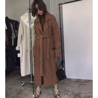 アメリヴィンテージ(Ameri VINTAGE)のAMERI ：BIG CABLE KNIT COAT(ロングコート)