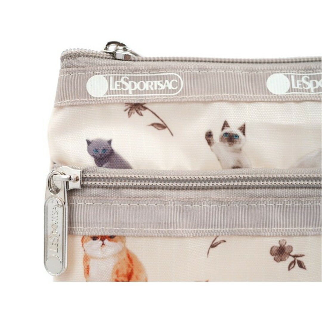 LeSportsac(レスポートサック)のBAILA 2023年 4月 付録 レスポートサック Wファスナー 猫ポーチ レディースのファッション小物(ポーチ)の商品写真