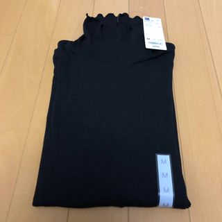 ジーユー(GU)の‼️早い者勝ち‼️値下げありあり‼️ソフトリブタートルネックT(長袖)【GU】黒(Tシャツ(長袖/七分))