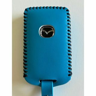 牛革ジャストフィットケース 新型マツダ3 CX5CX8CX30 Tブルー色 2(車内アクセサリ)