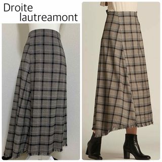 【新品タグ付】Droite lautreamontチェック柄フリンジスカート