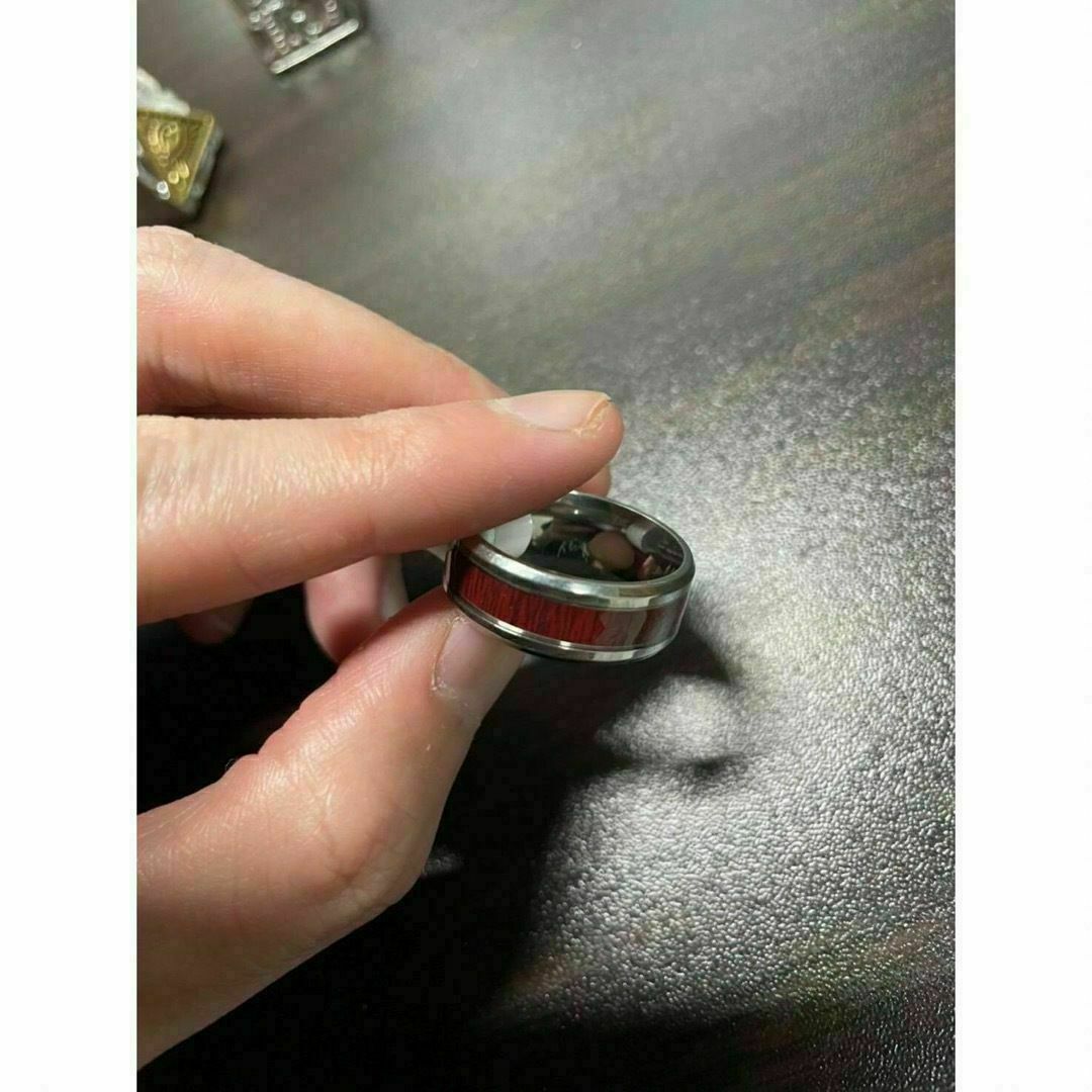 【A034】リング　メンズ　指輪　レッド　赤　チタン　20号 メンズのアクセサリー(リング(指輪))の商品写真