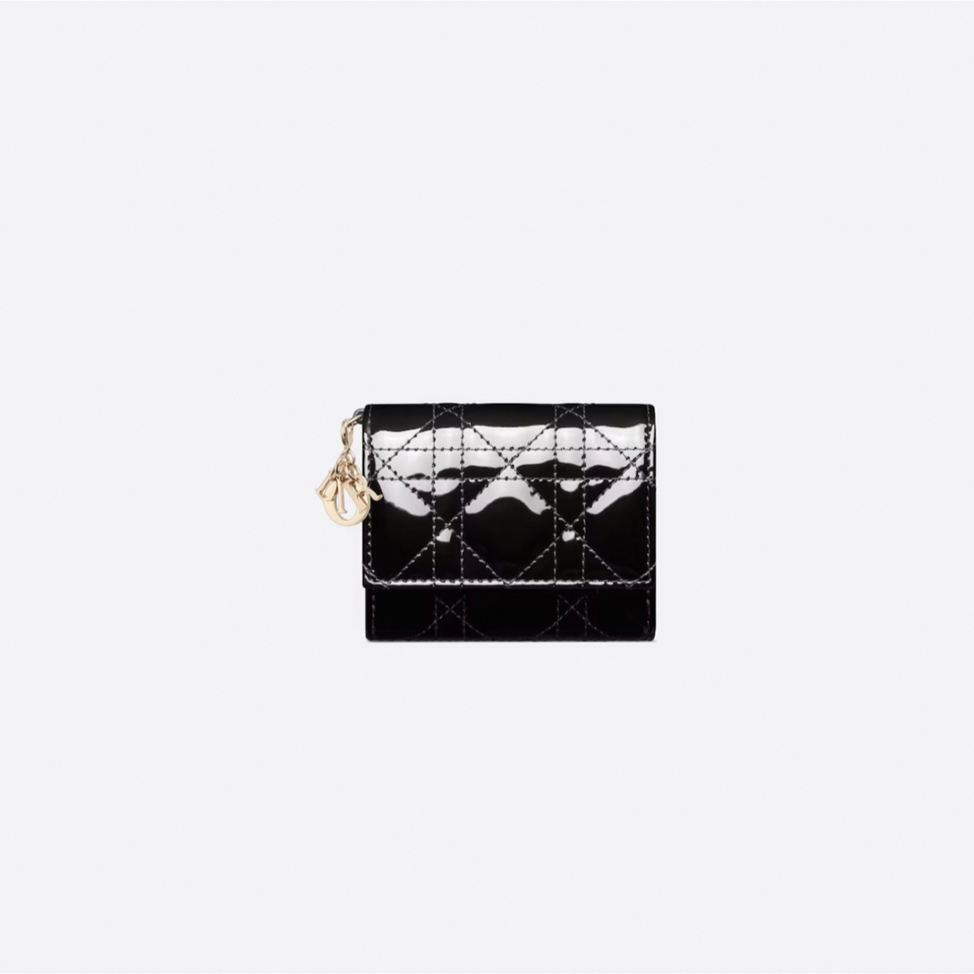 dior新品 ディオール LADY DIOR ロータスウォレット 財布 ブラック