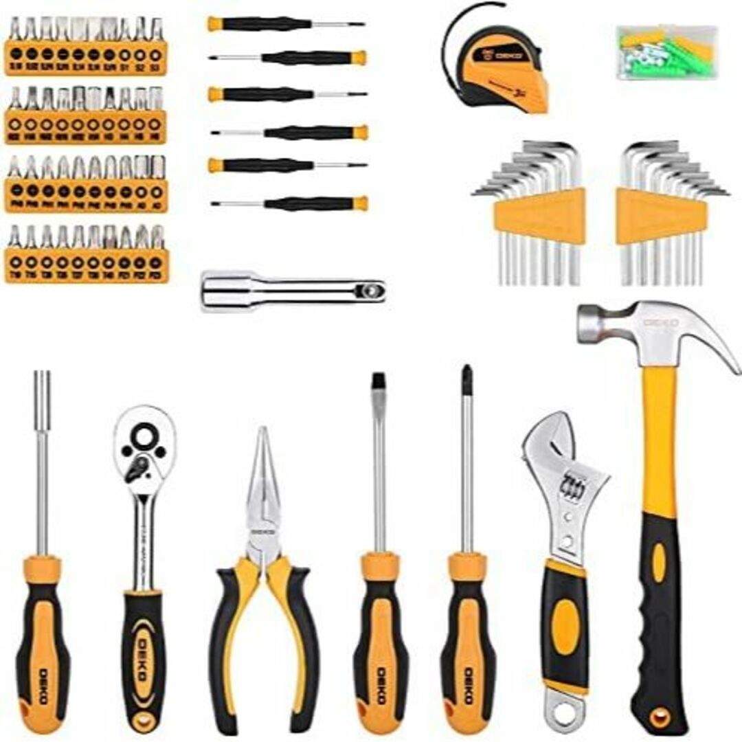 DEKO 158点 ホームツールセット 工具セット 家庭用 日曜大工 DIYセッの