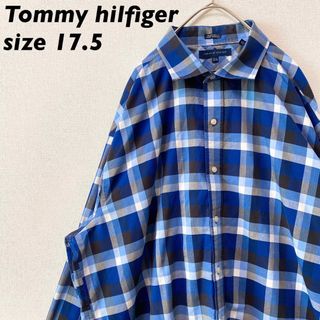 トミーヒルフィガー(TOMMY HILFIGER)のトミーヒルフィガー　長袖シャツ　チェック　男女兼用　青色系　ブロックチェック(シャツ)