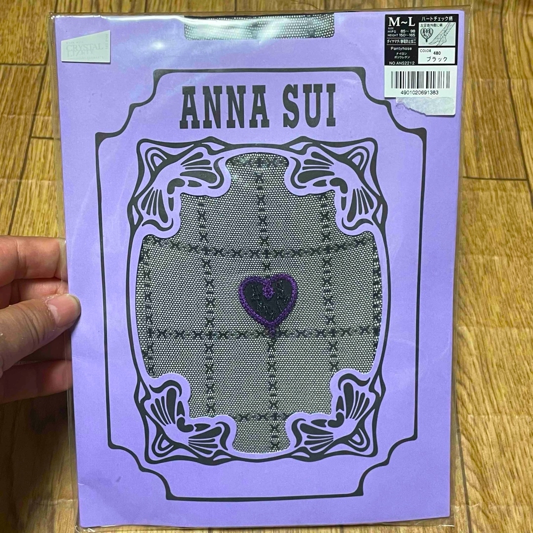 ANNA SUI(アナスイ)の⑧アナスイ ANNA SUI ハートチェック柄ストッキング M～L 未開封 レディースのレッグウェア(タイツ/ストッキング)の商品写真