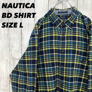 ノーティカ(NAUTICA)のアメリカ古着 NAUTICAノーティカ　チェック柄BDシャツ　刺繍ロゴ　サイズL(シャツ)