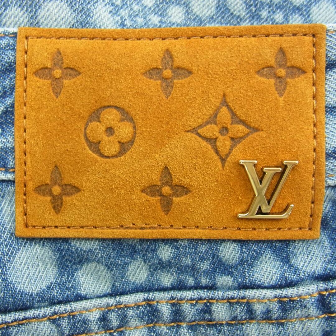 約29cm裾幅LOUIS VUITTON ルイ・ヴィトン デニムパンツ 23SS 1AB6OE × YK 草間彌生 オールオーバー パンプキン デニム パンツ インディゴブルー系 34【美品】