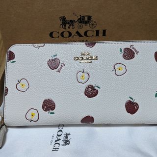 コーチ(COACH)のCOACH 長財布　ラウンドファスナーりんご白(財布)