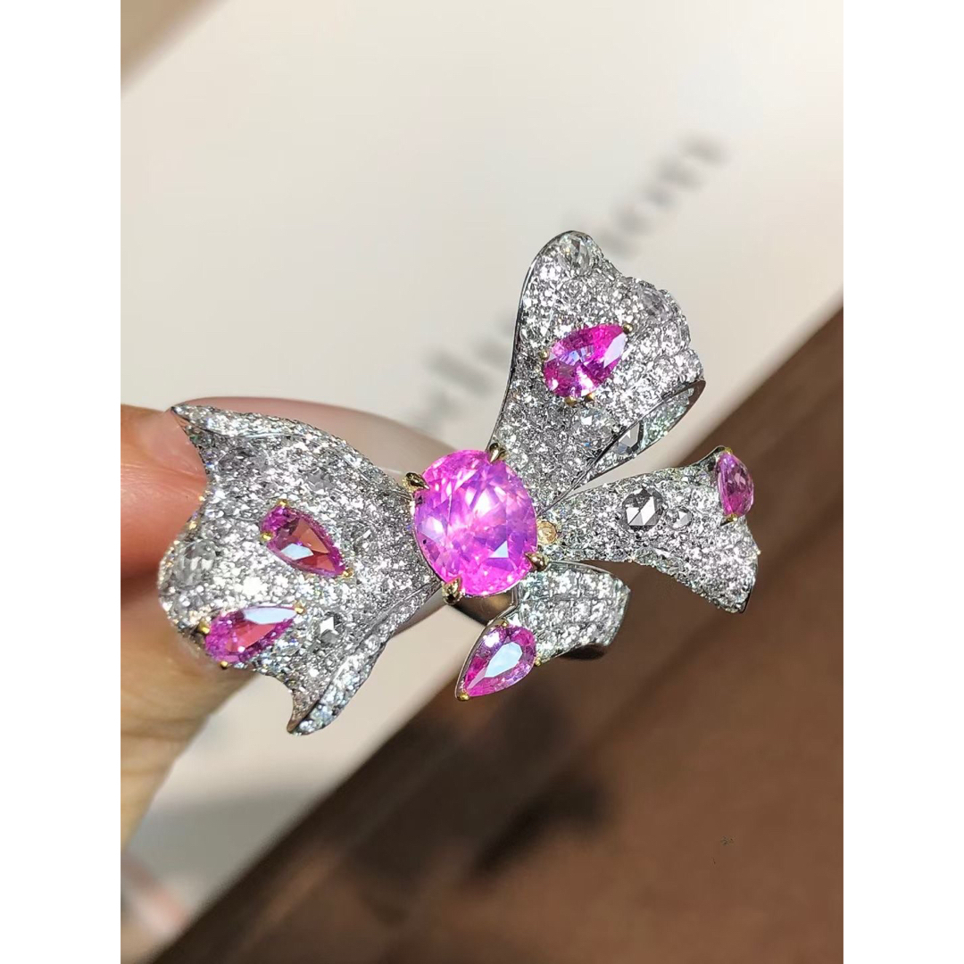 天然ピンク サファイア  ダイヤ リング1.95ct k18 ¥ レディースのアクセサリー(リング(指輪))の商品写真