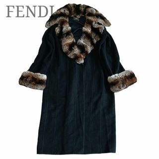 FENDI / フェンディ | ヴィンテージ neiman marcus 別注 /  モヘヤファーオーバーサイズコート | 44 | ブラック | レディース