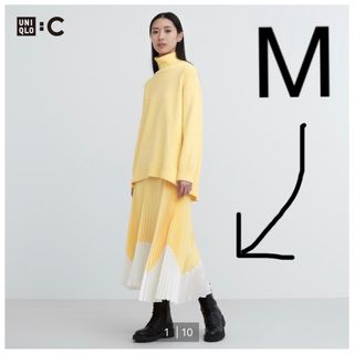 ユニクロ(UNIQLO)の新品★プリーツカラーブロックスカート　Mサイズ(ロングスカート)