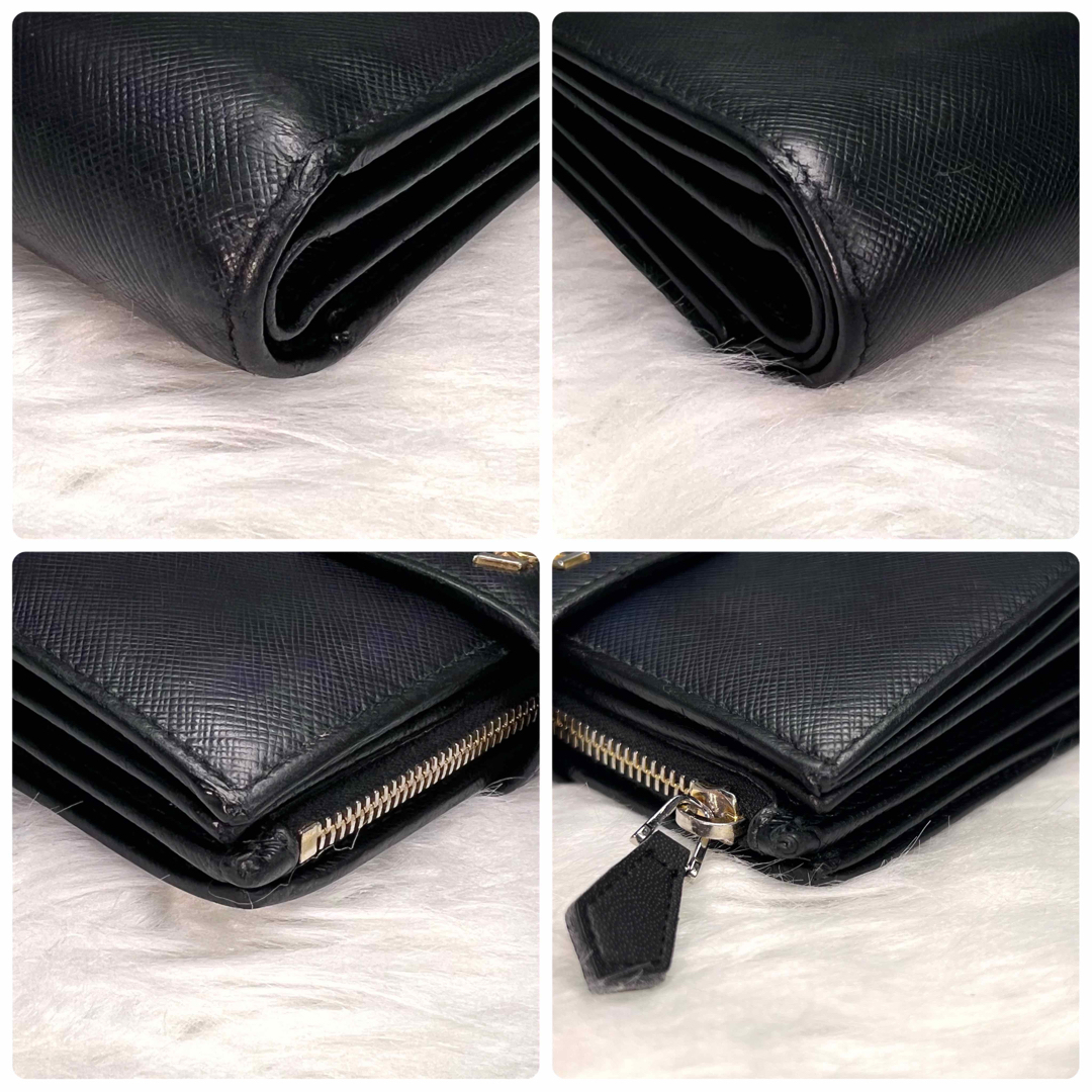 PRADA(プラダ)の美品✨　プラダ PRADA  折り財布 サフィアーノ レザー ブラック メンズ レディースのファッション小物(財布)の商品写真