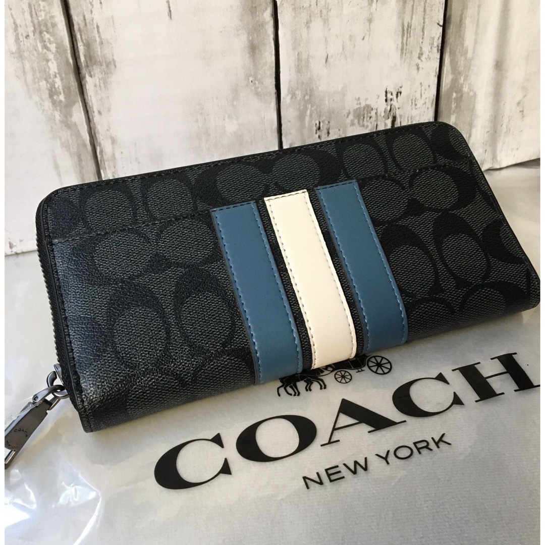 通販の人気商品 新品未使用 COACH コーチ長財布 シグネチャー 黒 白 紺 ...