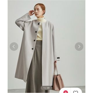 ロペピクニック(Rope' Picnic)のロペピクニック JAPAN FABRIC/ウール混バックタックノーカラーコート(ロングコート)