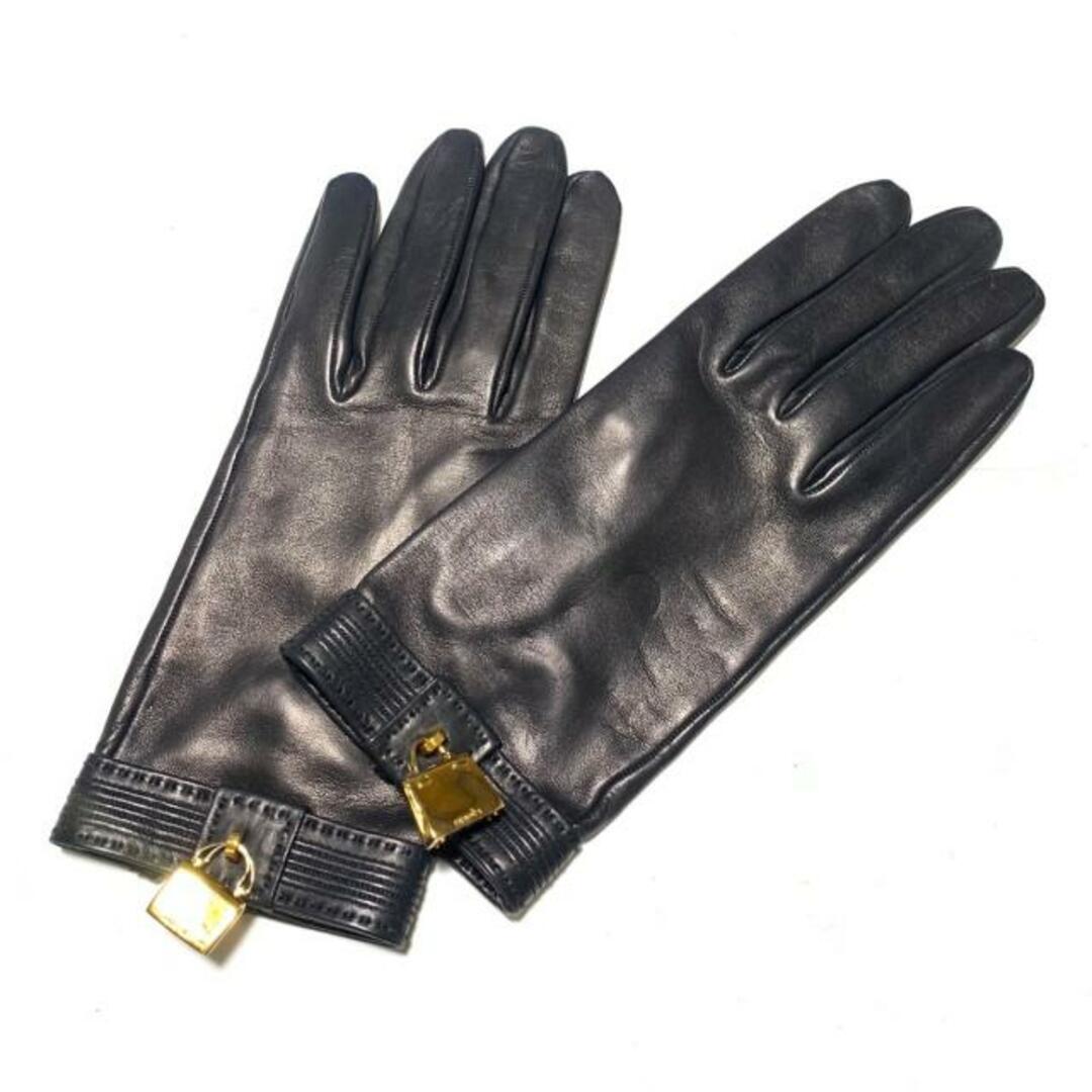 HERMES(エルメス) 手袋 - 黒×ゴールドファッション小物
