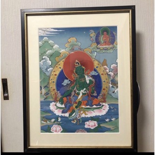 緑多羅菩薩 　グリーンターラー　絵画　チベット仏画師　飯野博昭(絵画/タペストリー)
