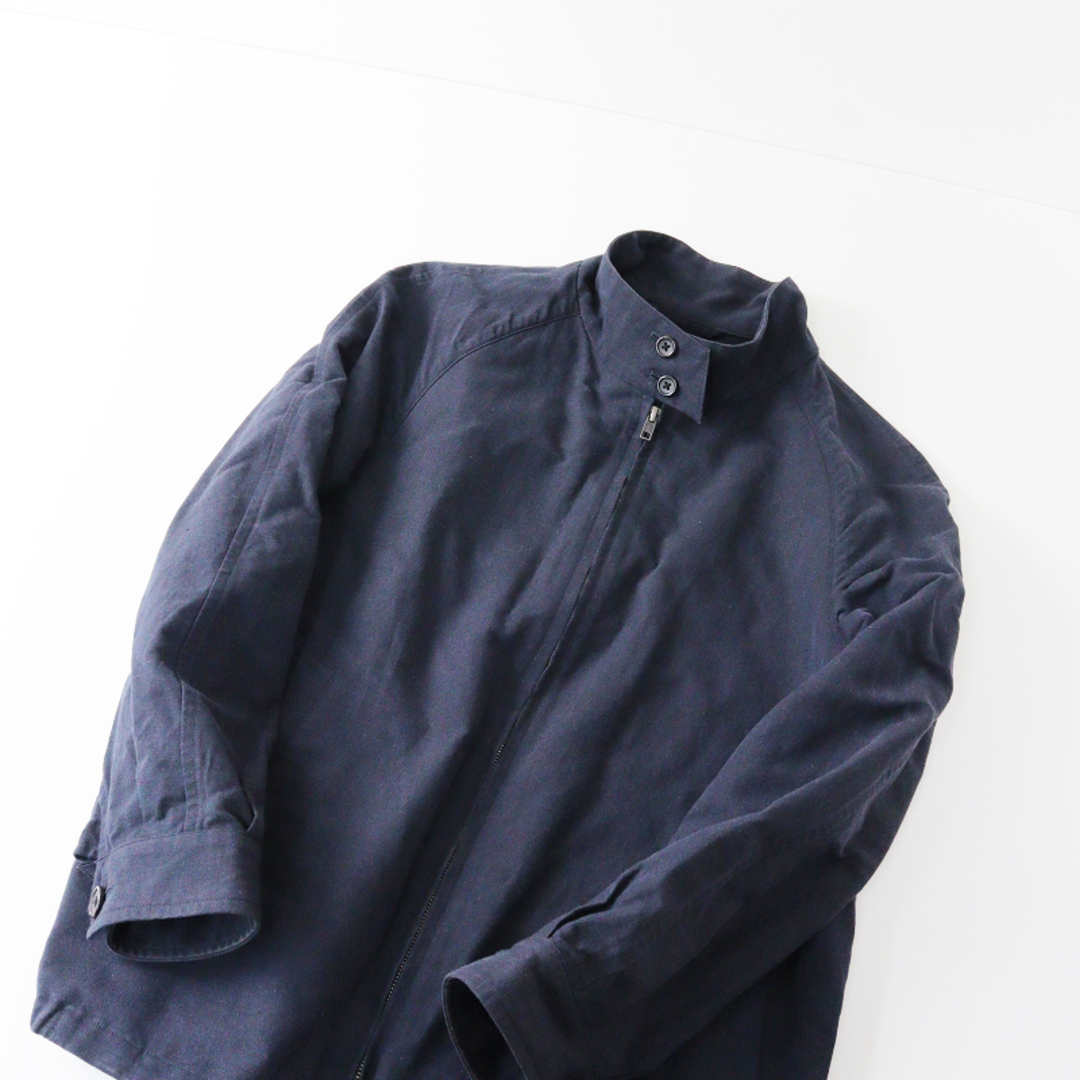 コットン51麻49裏生地2019SS マーガレットハウエル MARGARET HOWELL COTTON LINEN PLAIN WEAVE スイングトップ ブルゾン 1/ネイビー【2400013605434】