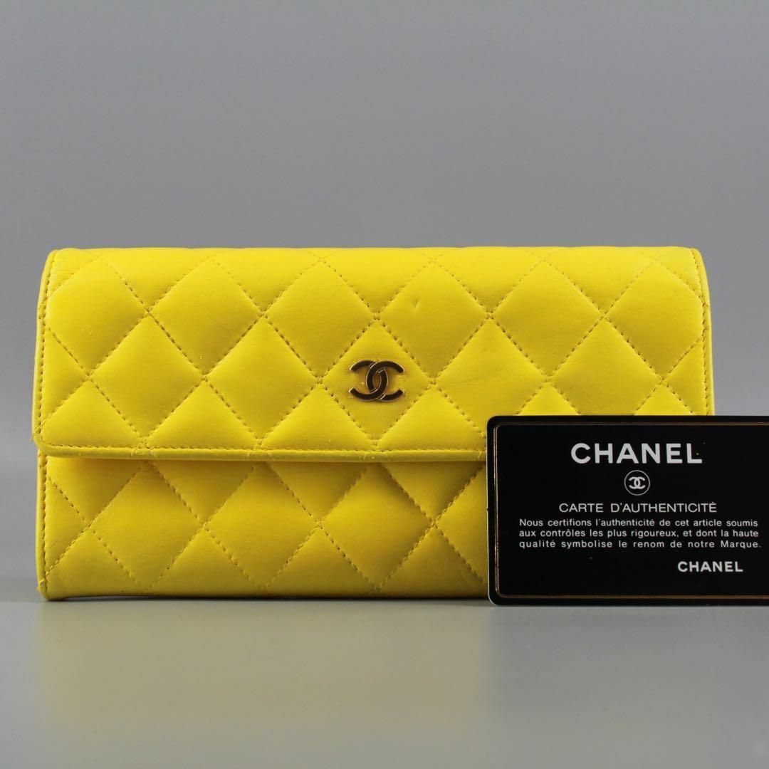 CHANELココマーク　ラムスキン　長財布