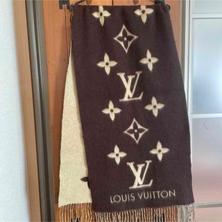 カシミヤ70%ラムウール30%LOUIS VUITTONカシミアブランケットストールマフラーモノグラム