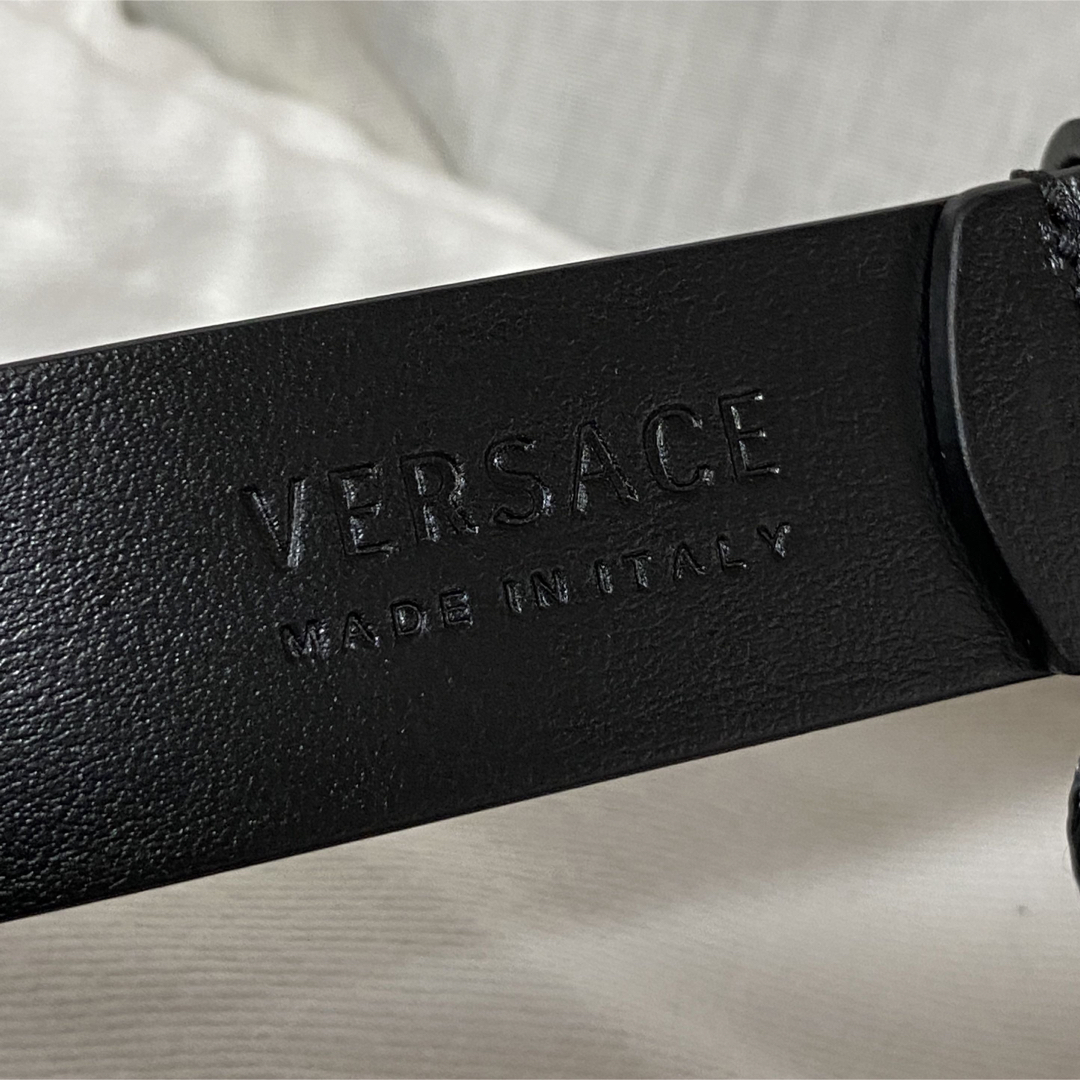 公式 クラブハリエ 新品 本物正規品 VERSACE メンズ レザー ベルト メデューサスタッズ 黒