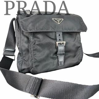 PRADA ショルダーバッグ ナイロン レザー グレー ブラック B9282