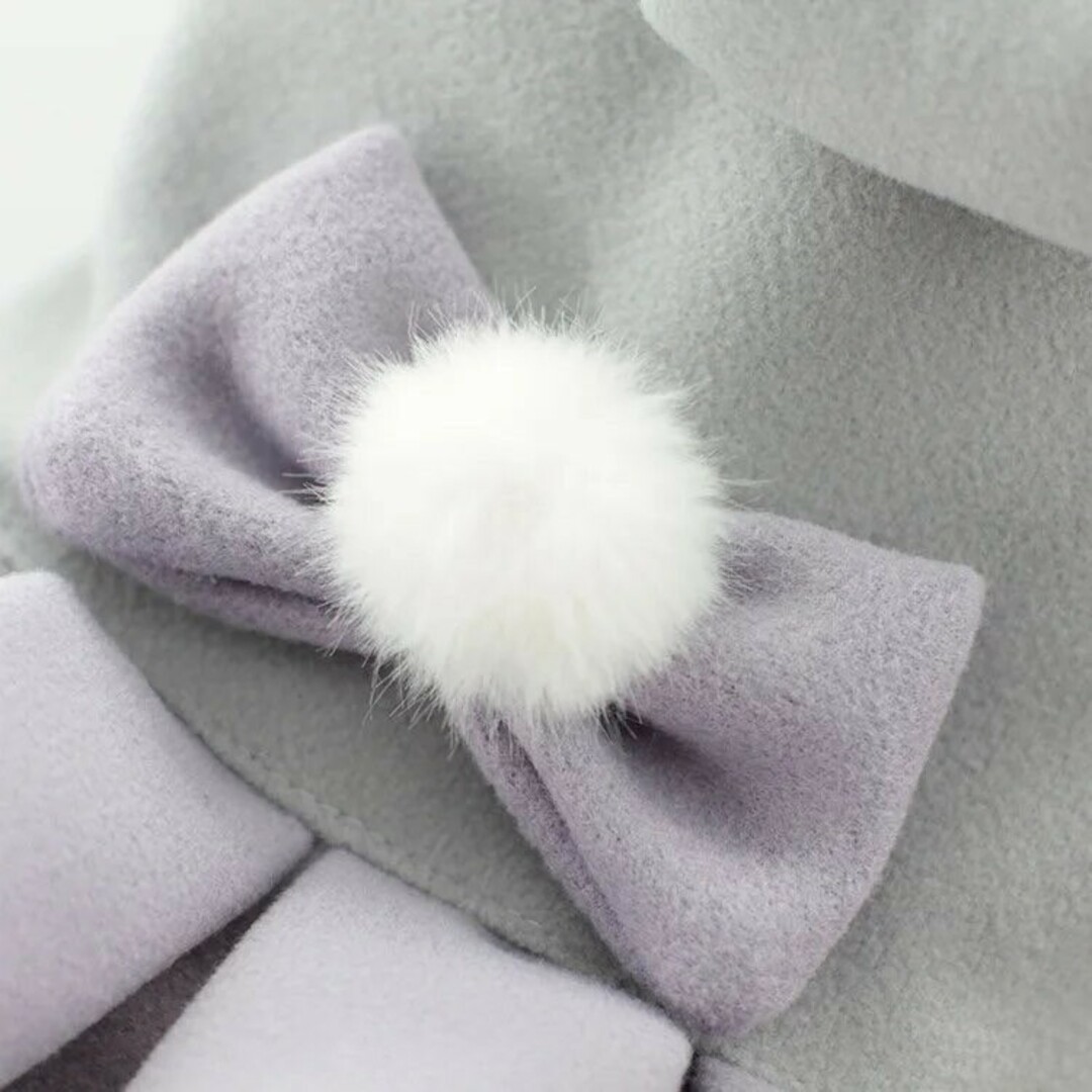 ★セール★ 可愛い 小型犬 フード 帽子 リボン ワンピース 防寒 ピンク M ハンドメイドのペット(ペット服/アクセサリー)の商品写真