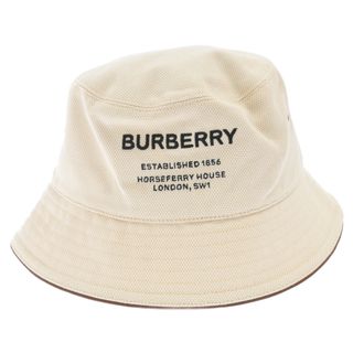 バーバリー(BURBERRY)のBURBERRY LONDON バーバリーロンドン ESTABLISH BUCKET コットン ロゴ キャンバス バケットハット 帽子 アイボリー 8057401(ハット)