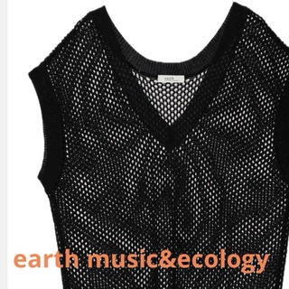 アースミュージックアンドエコロジー(earth music & ecology)のearth music&ecology Vネックメッシュベスト ブラック(ベスト/ジレ)