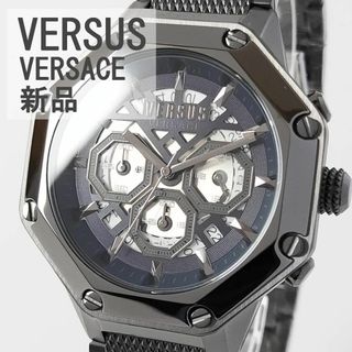 ヴェルサス(VERSUS)のダークグレーVERSUS VERSACE新品メンズ腕時計ネイビー紺オクタゴン(腕時計(アナログ))