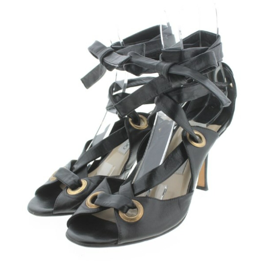JIMMY CHOO - JIMMY CHOO サンダル EU38 1/2(25cm位) 黒xゴールド