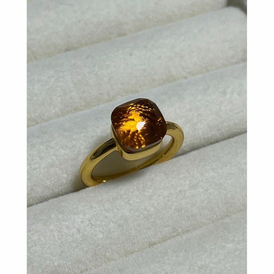 オレンジゴールドキャンディーリング指輪　ポメラート風　ヌードリング【一点物】 レディースのアクセサリー(リング(指輪))の商品写真