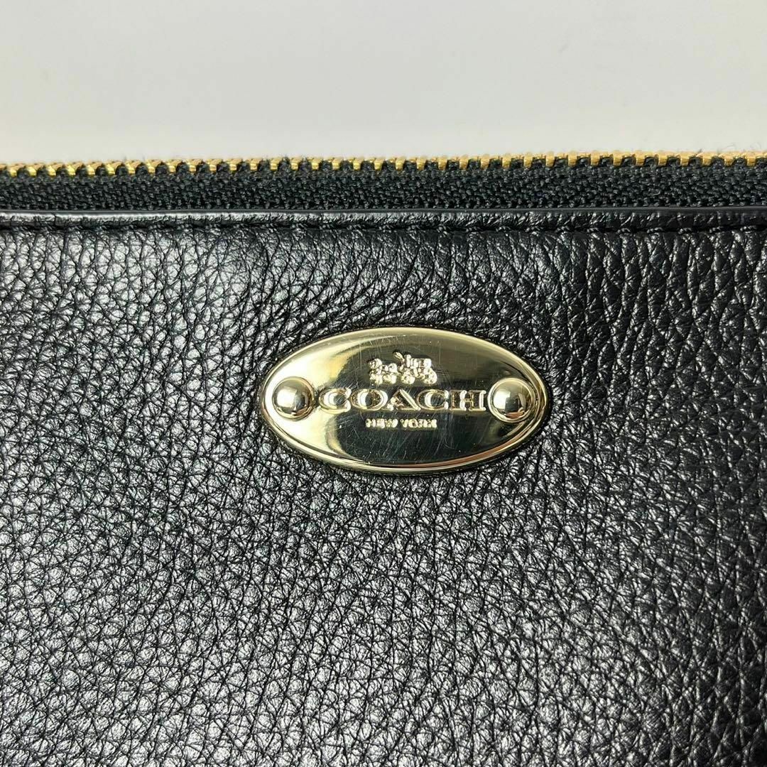 COACH(コーチ)の【美品】コーチ　レザー ショルダーバッグ ダブルファスナー シボ革 ブラック レディースのバッグ(ショルダーバッグ)の商品写真