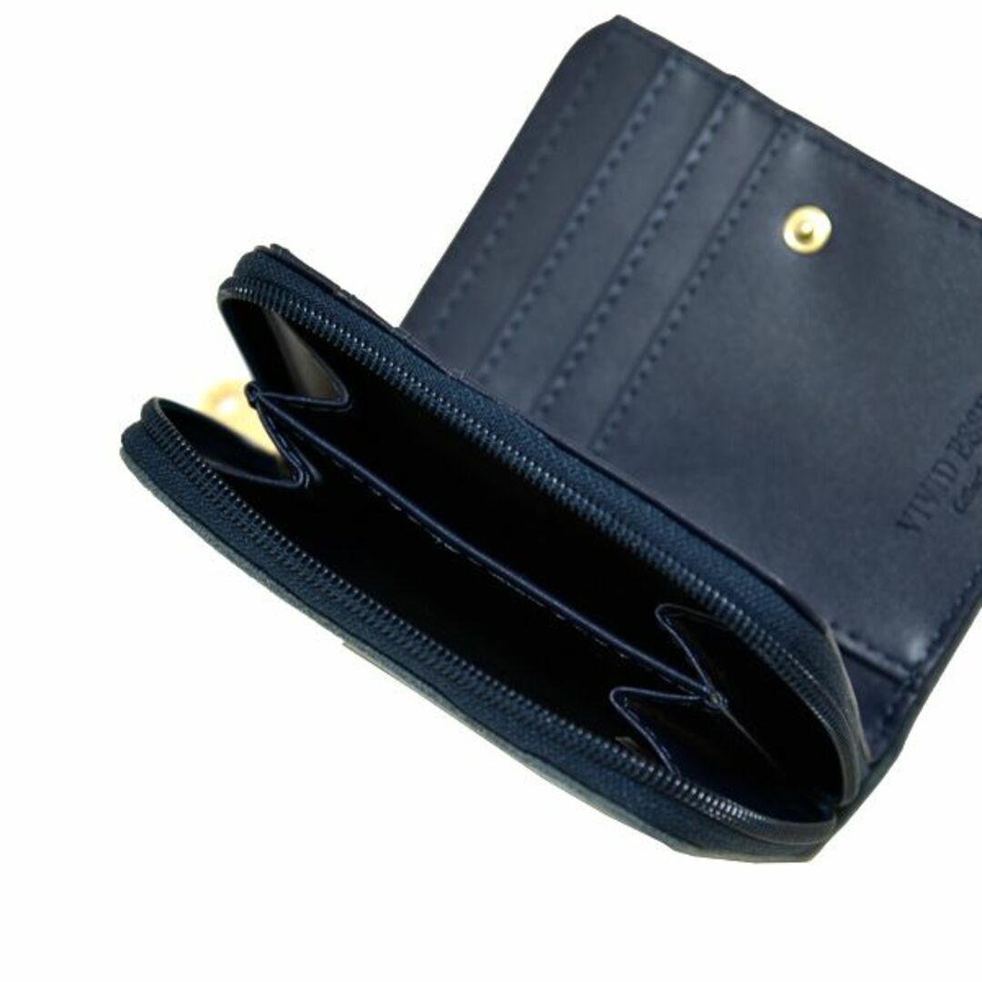 新品 VIVID ESSE スエード 二つ折り財布 レザー ネイビー ブルー レディースのファッション小物(財布)の商品写真