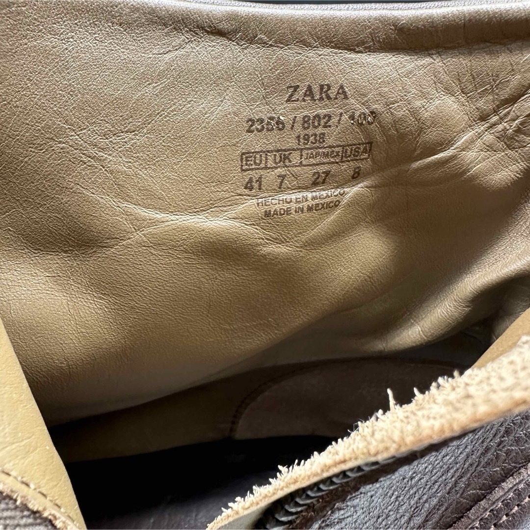 ZARA(ザラ)の【ZARA】ザラ 26.5 ブーツ  レザー 41 ブラウン サイドジップ メンズの靴/シューズ(ブーツ)の商品写真