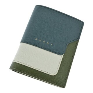 マルニ 財布 - カーキ×ブルーグリーン×白