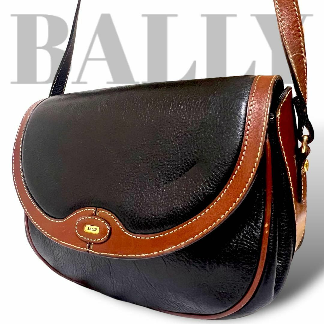 Bally - 美品 バリー ショルダーバッグ レザー フラップ ロゴ金具 斜め