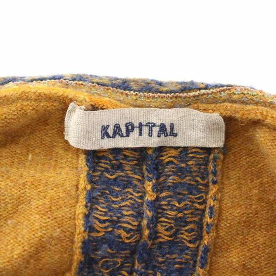 KAPITAL(キャピタル)のキャピタル カーディガン ニット リネン混 長袖 総柄 黄色 マスタード レディースのトップス(カーディガン)の商品写真