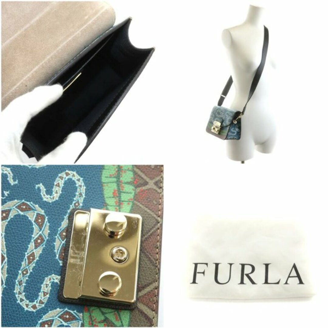 Furla(フルラ)のフルラ メトロポリス ショルダーバッグ ポシェット レザー 青 ブルー 緑 茶 レディースのバッグ(ショルダーバッグ)の商品写真