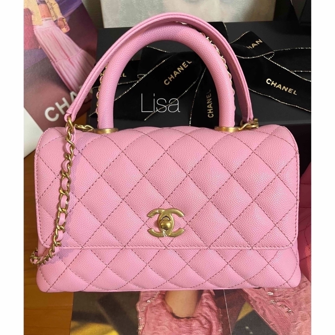 CHANEL(シャネル)の23P新作 新品同様　シャネル　ココハンドル  トップハンドル　24cm　ピンク レディースのバッグ(ショルダーバッグ)の商品写真