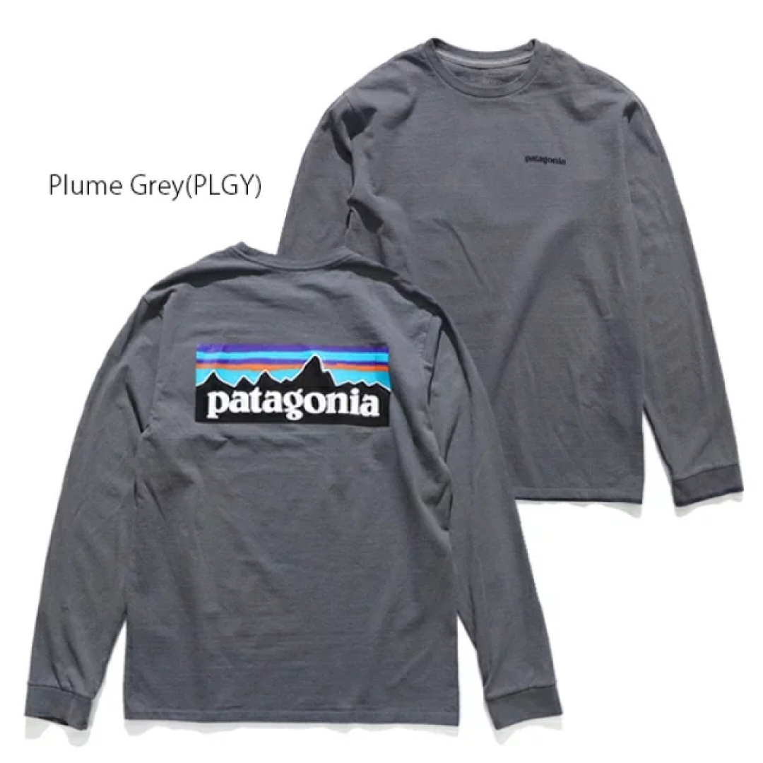 Tシャツ/カットソー(七分/長袖)patagonia ロンT L LONG-SLEEVED P-6 LOGOグレー