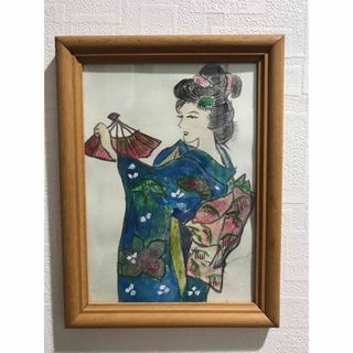 Geisha girl芸者ガールペイント画 絵 水彩画(絵筆)