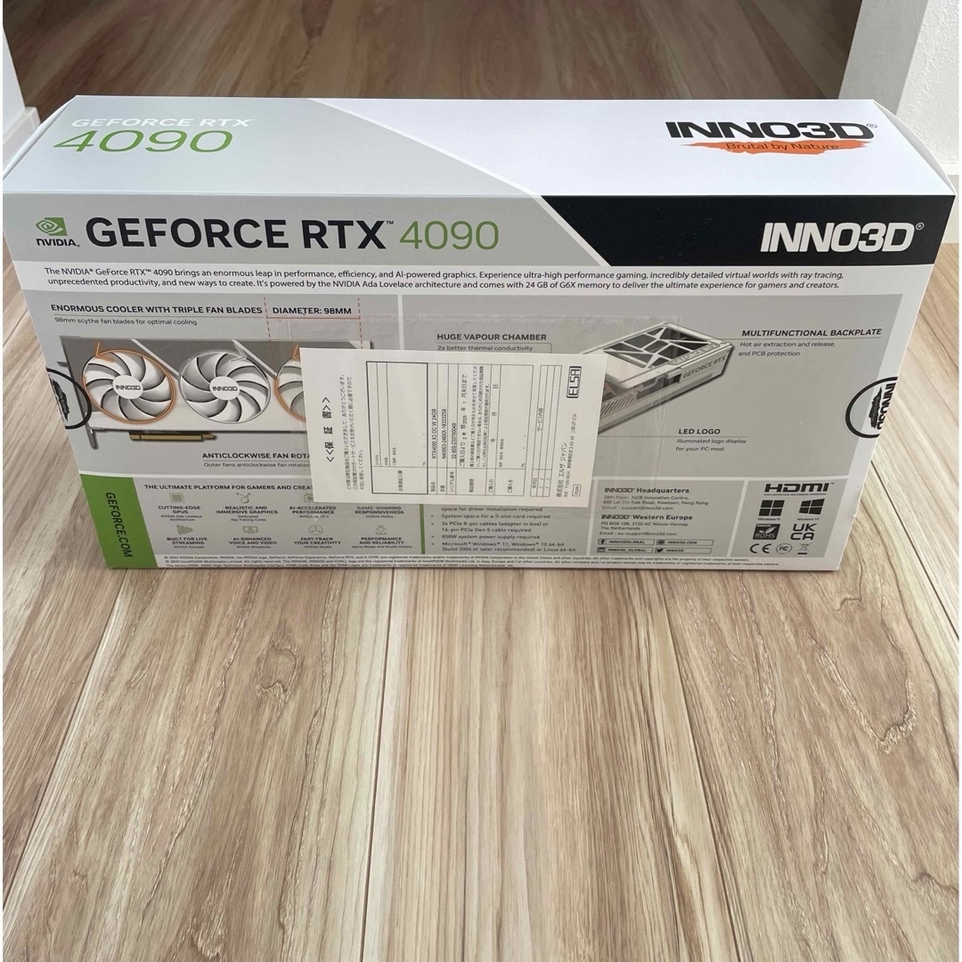ELSA(エルザ)の【新品・未開封】GeForce RTX 4090 INNO3D WHITE スマホ/家電/カメラのPC/タブレット(PCパーツ)の商品写真